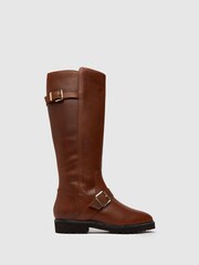 Brązowe skórzane buty motocyklowe Schuh Darla - Image 1 of 4