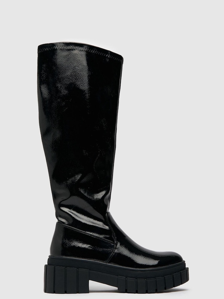 Bottes hauteur genou vernies à semelle épaisse Schuh Dream noires - Image 1 de 4