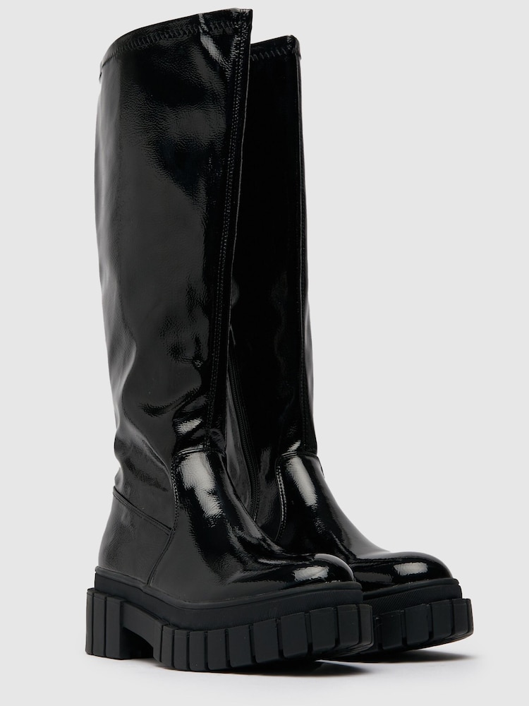 Bottes hauteur genou vernies à semelle épaisse Schuh Dream noires - Image 2 de 4