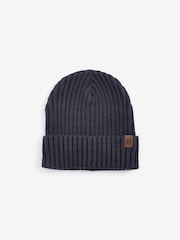 Navy Blue/Grey 3 Pack Knitted Ribbed Beanie Hats (1-16yrs) - Image 2 of 5