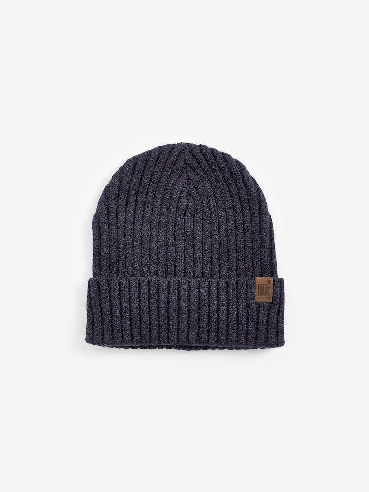 Navy Blue/Grey 3 Pack Knitted Ribbed Beanie Hats (1-16yrs) - Image 2 of 5