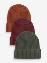 Autumnal 3 Pack Knitted Ribbed Beanie Hats (1-16yrs) - Image 1 of 5