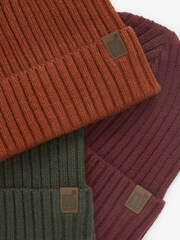Autumnal 3 Pack Knitted Ribbed Beanie Hats (1-16yrs) - Image 5 of 5