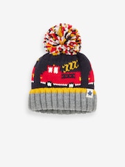 Navy Blue Fire Engine Pom Hat (3mths-10yrs) - Image 1 of 2
