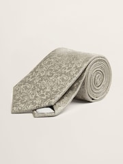 MOSS Silver Silk Tie - Image 1 of 2