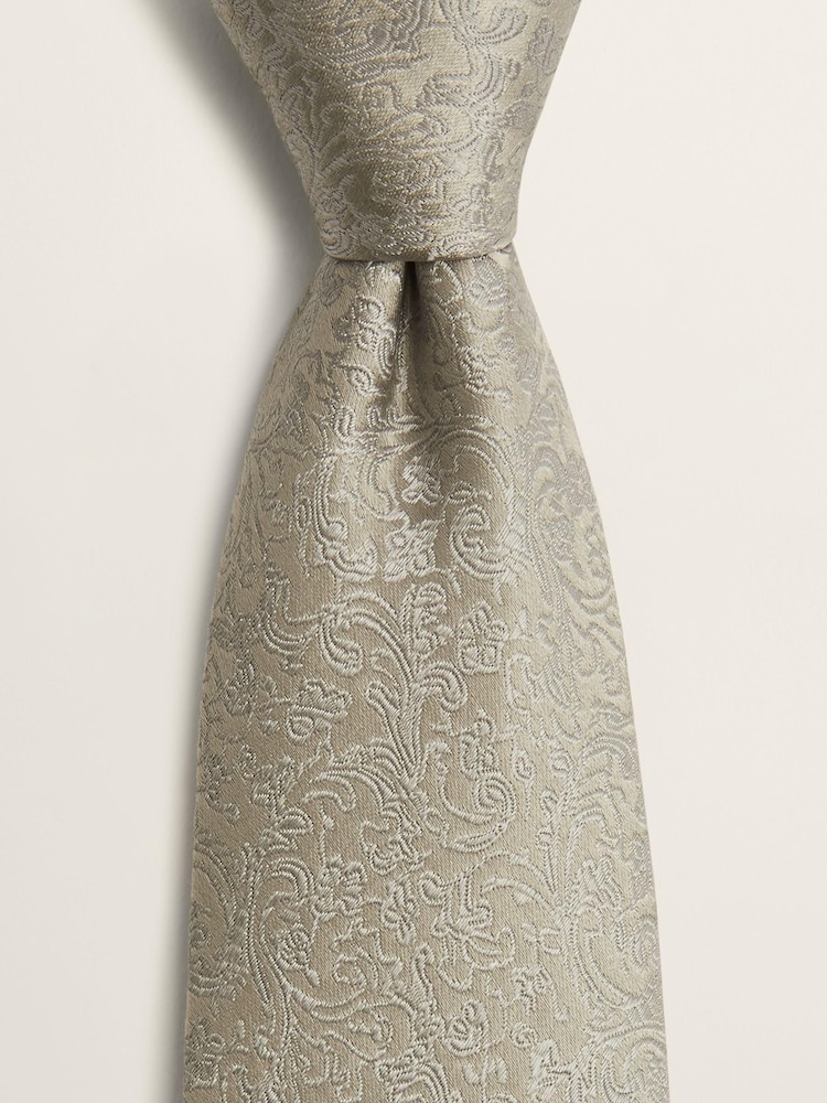 MOSS Silver Silk Tie - Image 2 of 2