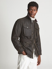 Reiss Khaki Wax Private White V.C. Waxed Jacket - Image 1 of 7