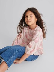 Reiss Pink Everleigh Junior Circle Print Blouse - Image 1 of 6