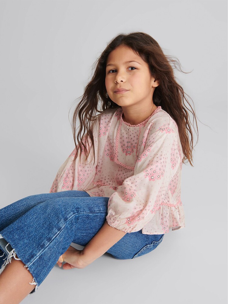 Reiss Pink Everleigh Junior Circle Print Blouse - Image 1 of 6