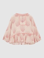 Reiss Pink Everleigh Junior Circle Print Blouse - Image 2 of 6