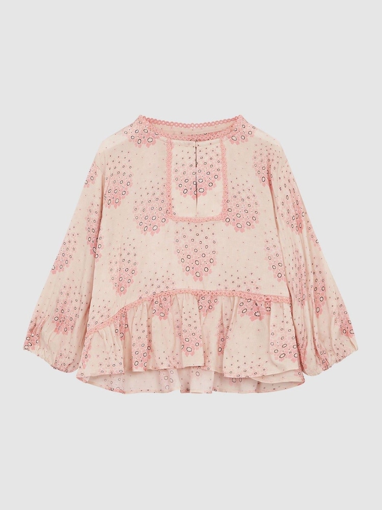 Reiss Pink Everleigh Junior Circle Print Blouse - Image 2 of 6
