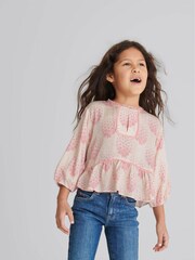 Reiss Pink Everleigh Junior Circle Print Blouse - Image 4 of 6