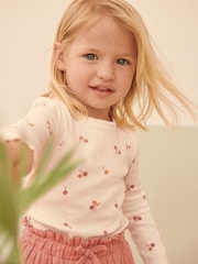 Pink Ditsy 5 Pack Long Sleeve Rib Jersey Tops (3mths-7yrs) - Image 2 of 6