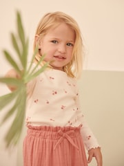 Pink Ditsy 5 Pack Long Sleeve Rib Jersey Tops (3mths-7yrs) - Image 3 of 6