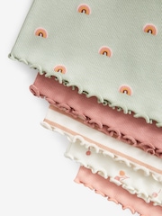 Pink Ditsy 5 Pack Long Sleeve Rib Jersey Tops (3mths-7yrs) - Image 6 of 6