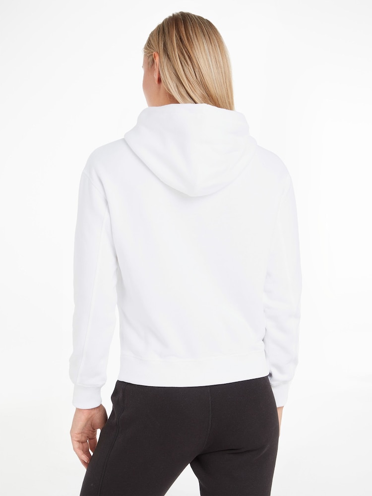 Calvin Klein Jeans White Embroidered Logo Hoodie - Image 2 of 4