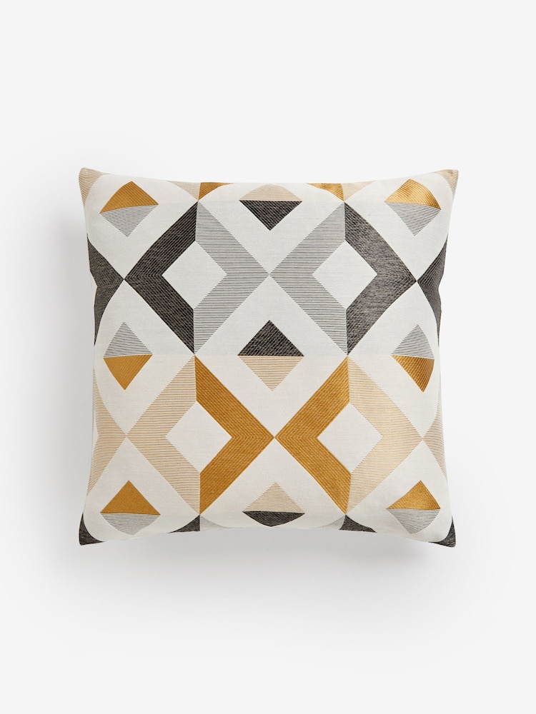 Grey 50 x 50cm Bronx Diamond Geometric Cushion - Image 3 of 5