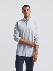 Aubin Khaki Green Aldridge Oxford Butt Shirt - Image 1 of 5