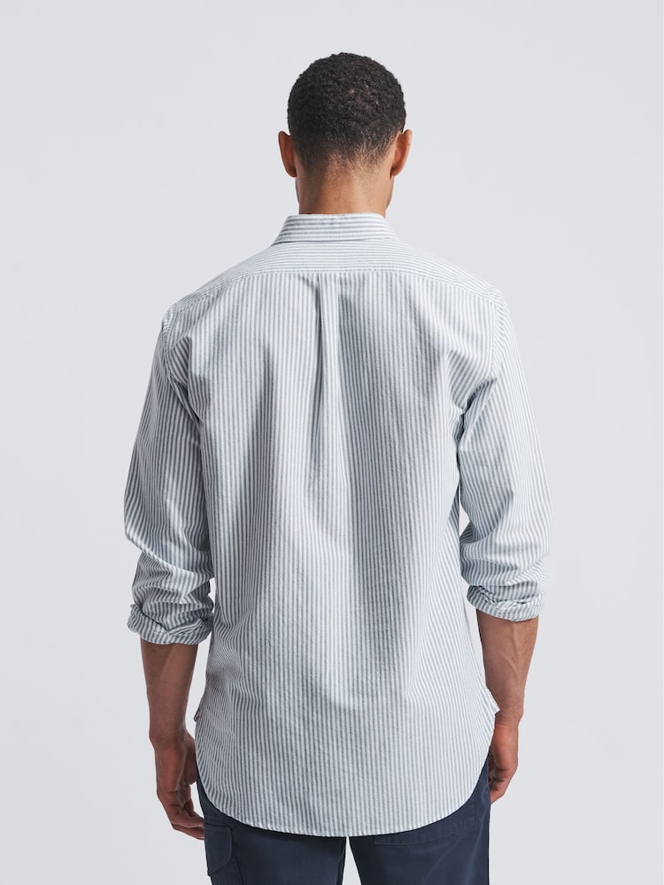Aubin Khaki Green Aldridge Oxford Butt Shirt - Image 2 of 5