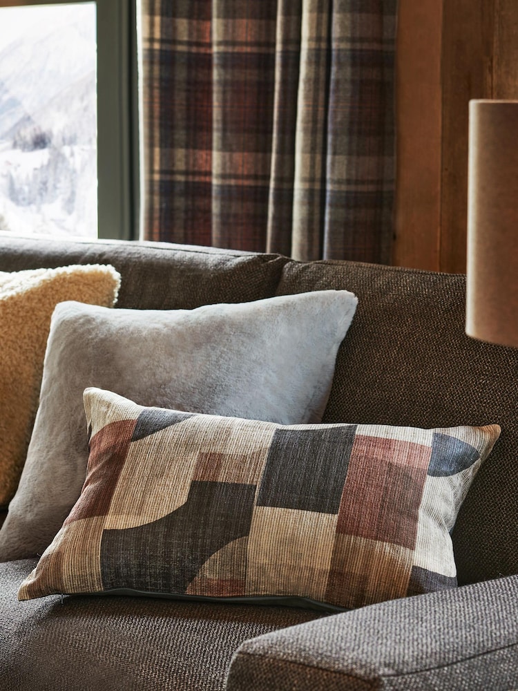 Grey Plush Faux Fur Cushion - Image 1 of 6