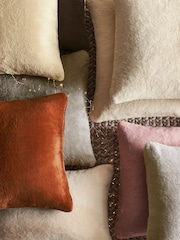 Grey Plush Faux Fur Cushion - Image 2 of 6