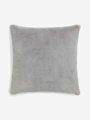 Grey Plush Faux Fur Cushion - Image 4 of 6
