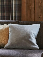 Grey Plush Faux Fur Cushion - Image 6 of 6