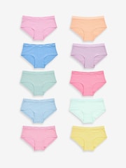 Pink/Yellow/Blue 10 Pack Hipster Briefs (1.5-16yrs) - Image 1 of 2