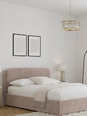 Opulent Velvet Natural Pebble Matson Upholstered Ottoman Storage Bed Frame - Image 1 of 7