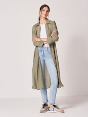 Khaki Green Longline Shirt - Image 1 of 5