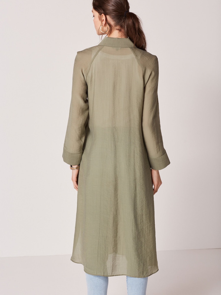 Khaki Green Longline Shirt - Image 2 of 5