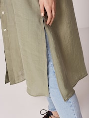 Khaki Green Longline Shirt - Image 4 of 5