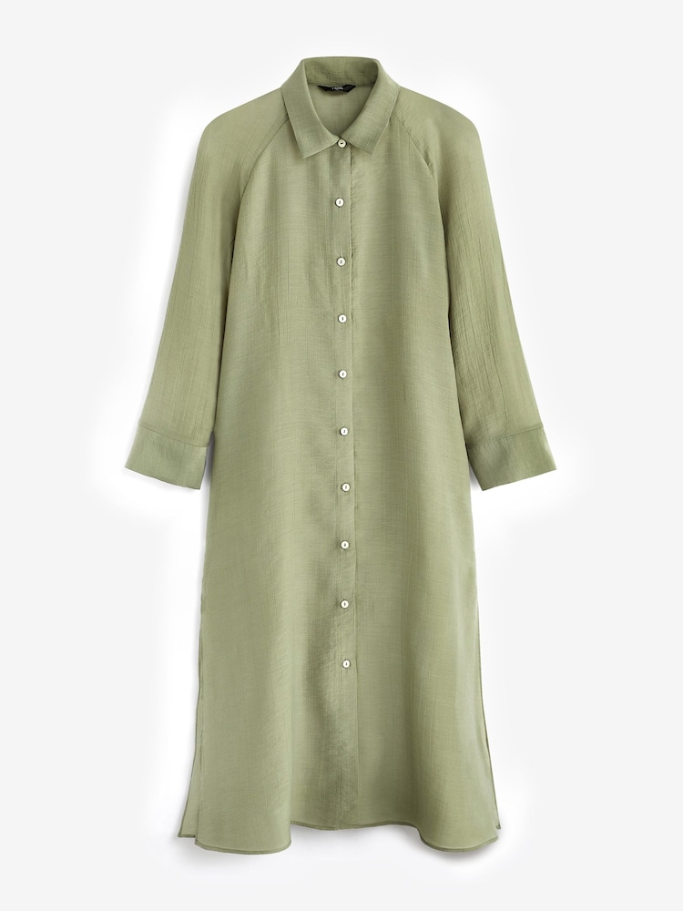 Khaki Green Longline Shirt - Image 5 of 5