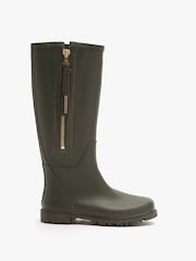Mint Velvet Khaki Green Zip April Wellies - Image 1 of 4