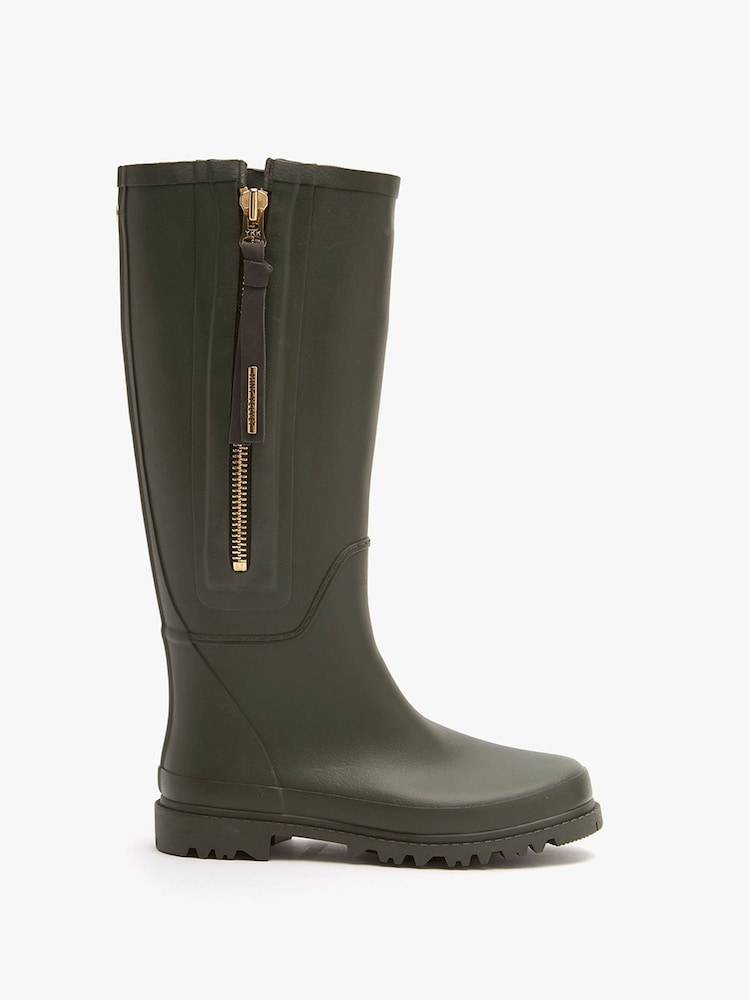 Mint Velvet Khaki Green Zip April Wellies - Image 1 of 4