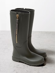 Mint Velvet Khaki Green Zip April Wellies - Image 2 of 4