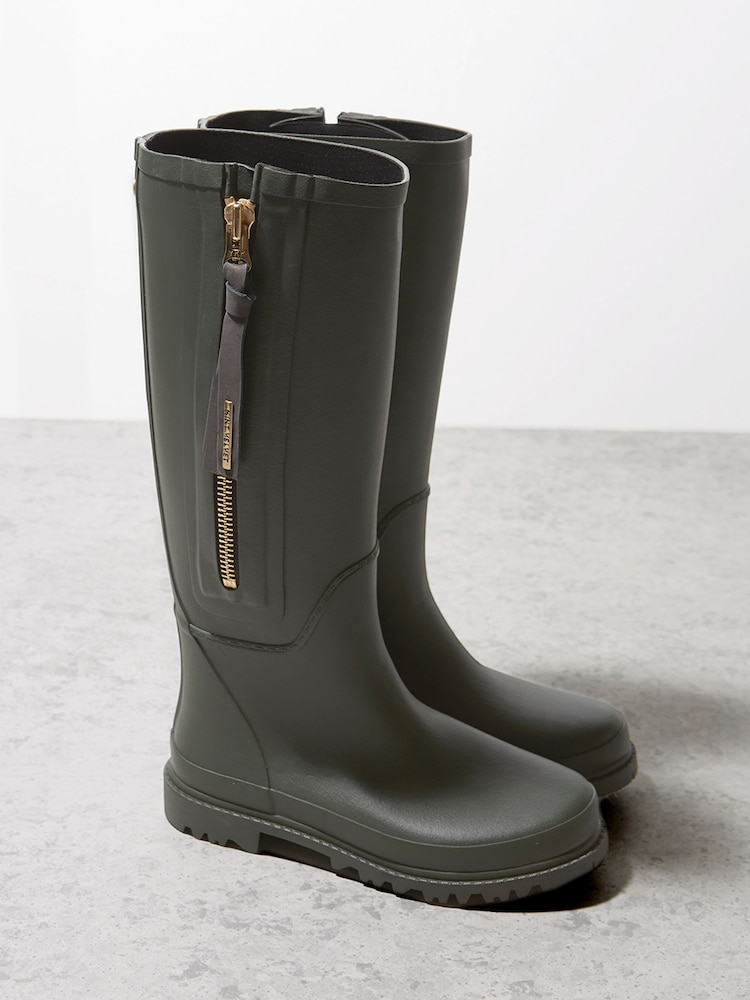 Mint Velvet Khaki Green Zip April Wellies - Image 2 of 4