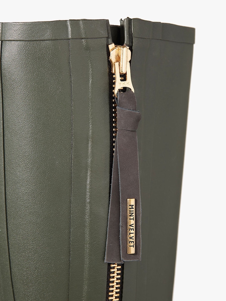 Mint Velvet Khaki Green Zip April Wellies - Image 4 of 4