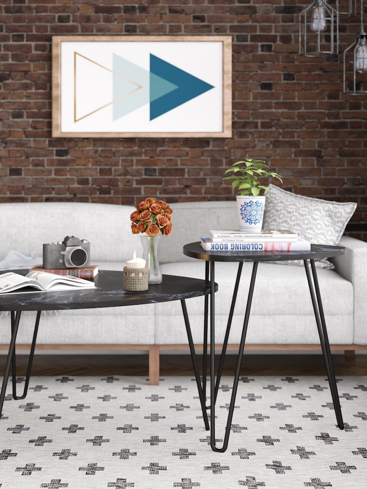 Novogratz Black Athena Marble Nest of 2 Tables - Image 2 of 5