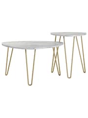 Novogratz White Athena Marble Nest of 2 Tables - Image 3 of 5
