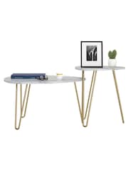 Novogratz White Athena Marble Nest of 2 Tables - Image 4 of 5
