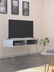 Novogratz White Athena Marble TV Stand 42in - Image 1 of 4