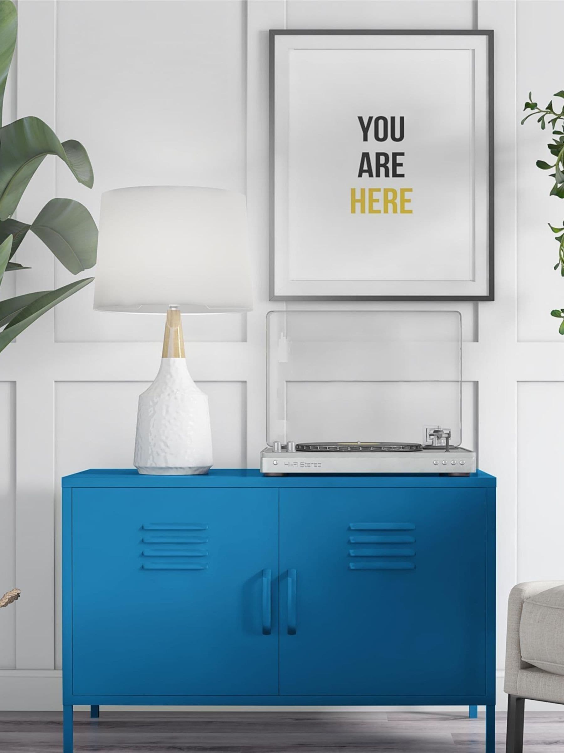 B&Q - Dorel Home Cache Metal Locker With 2 Doors Blue - Image 3
