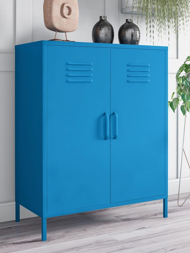 Novogratz Blue Cache 2 Door Metal Locker Storage Cabinet - Image 2 of 5