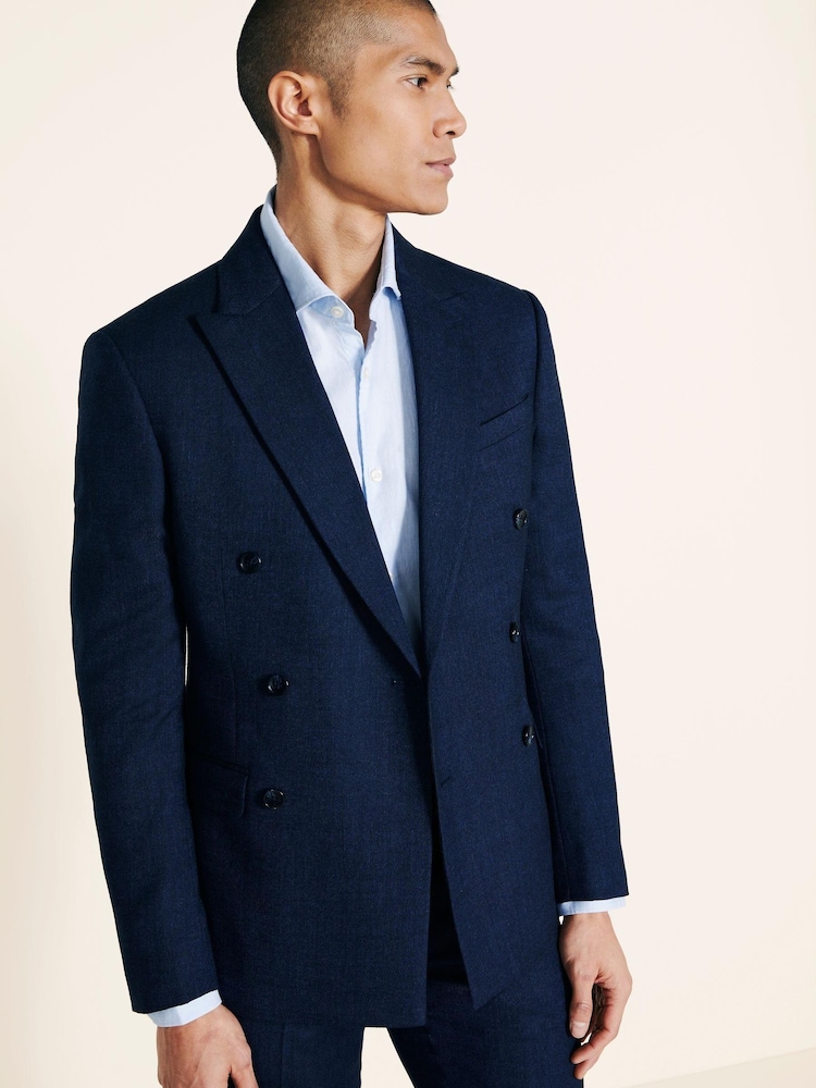MOSS Blue Slim Fit Twisted Suit: Jacket - Image 1 of 5