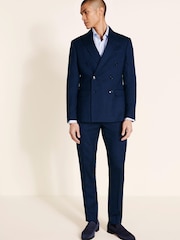 MOSS Blue Slim Fit Twisted Suit: Jacket - Image 3 of 5