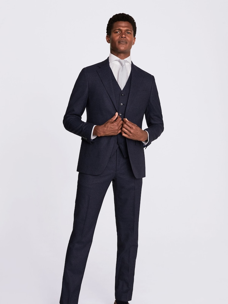 MOSS Royal Blue Slim Fit Flannel Suit: Jacket - Image 4 of 6