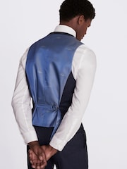 MOSS Royal Blue Slim Fit Flannel Suit: Waistcoat - Image 2 of 3