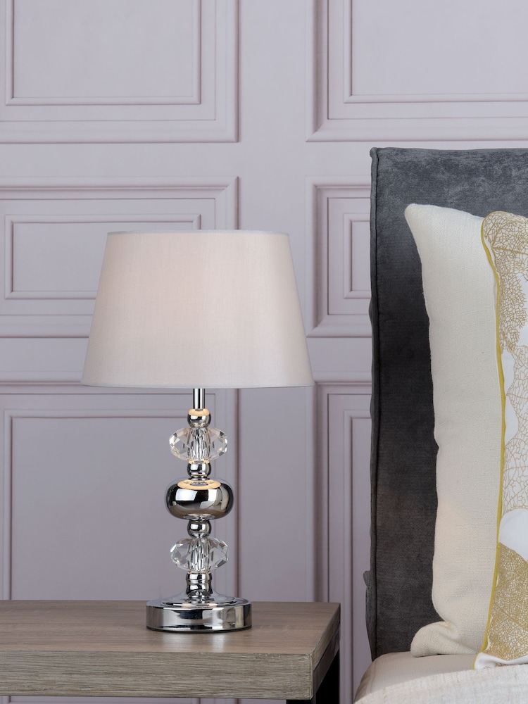 Dar Lighting Grey Monroe Touch Table Lamp With Shade - Image 1 of 5