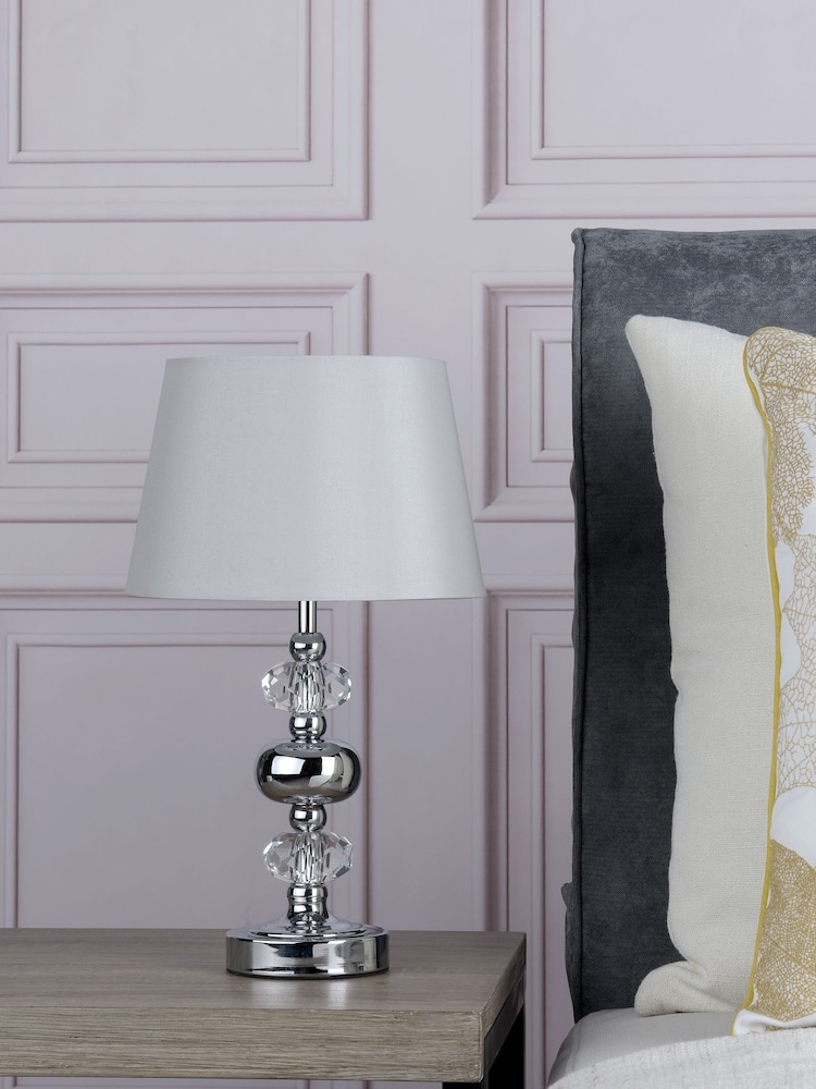 Dar Lighting Grey Monroe Touch Table Lamp With Shade - Image 2 of 5